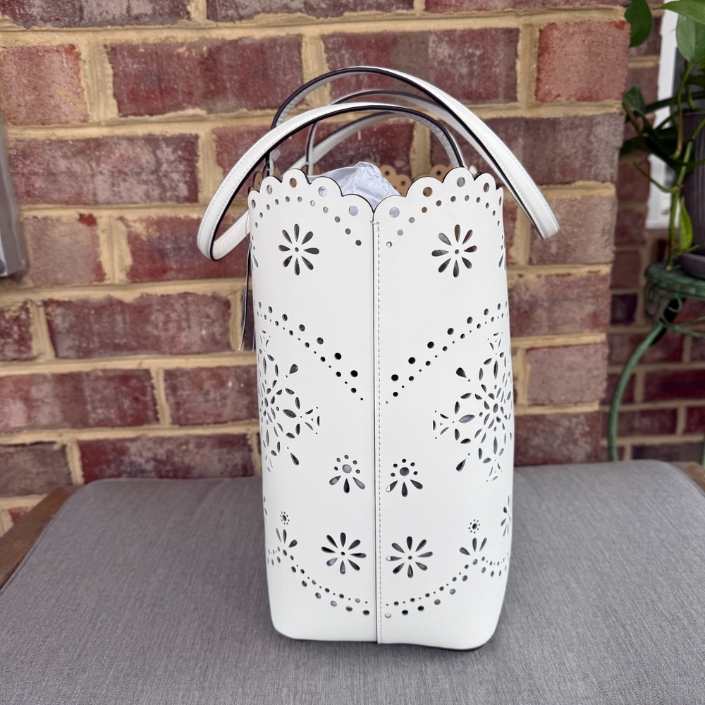 Kate Spade Do It All Perforated Large Leather Tote - True White - New with Tag - Picture 6 of 8